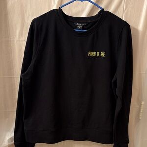 Athleta Black Crewneck Sweater with Yellow Detail